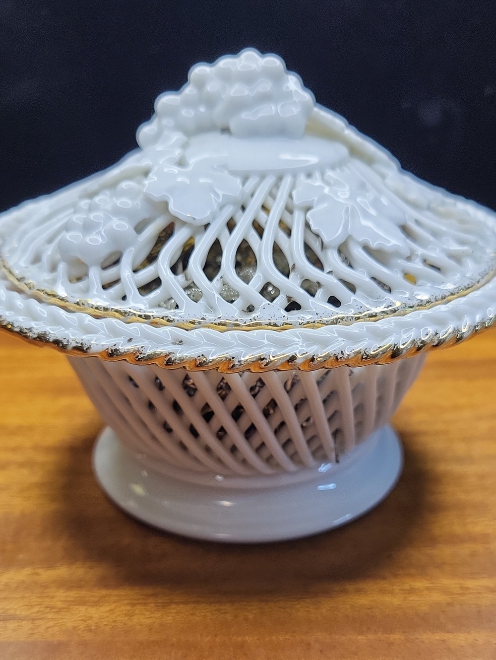 Estate Jewelry Porcelain Lidded Basket